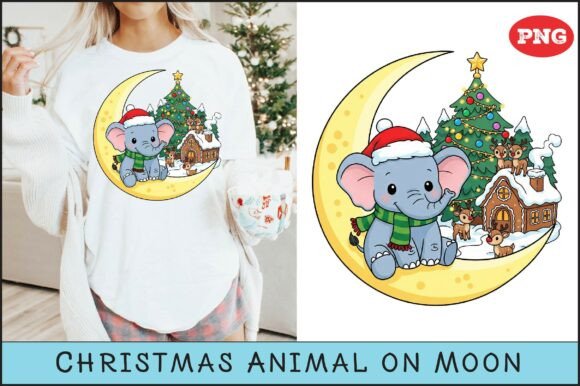 Christmas Animal on Moon Sublimation: Editorial Review for Blog Graphics and Illustrations