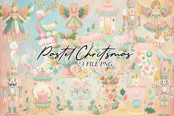 Christmas Cute Decorative Pastel Clipart for Illustrations