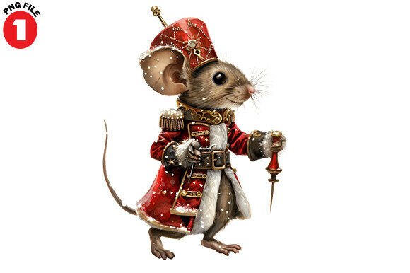 Christmas Cute Nutcracker Mouse Clipart for Illustrations