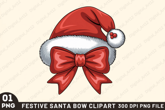 Christmas Festive Santa Bow PNG Clipart Review