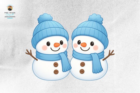 Cute Christmas Snowman Couple Clipart