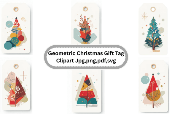 Geometric Christmas Gift Tags Clipart for Branding
