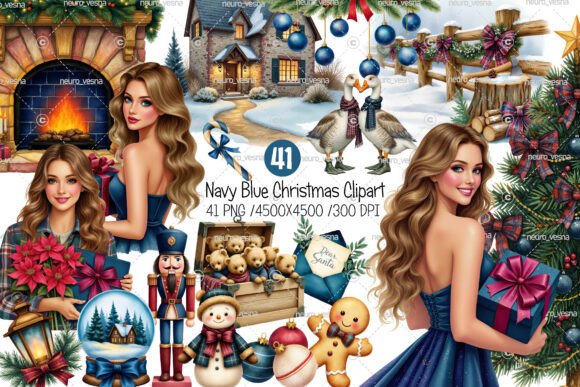 Navy Blue Christmas Clipart