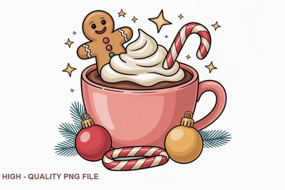 Pink Gingerbread Christmas Coffee PNG: A Designer’s Review of Seasonal Illustrations
