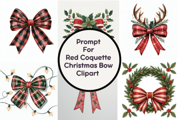 Red Coquette Christmas Bow Clipart Review for Illustrations