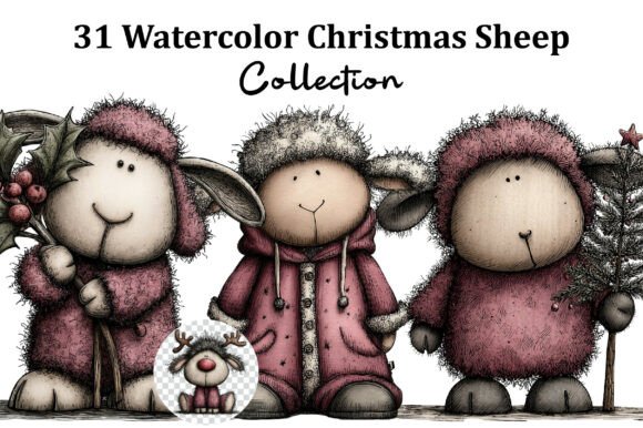 Watercolor Christmas Sheep Clipart Review